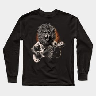 Cool Lion Playing a Guitar Long Sleeve T-Shirt